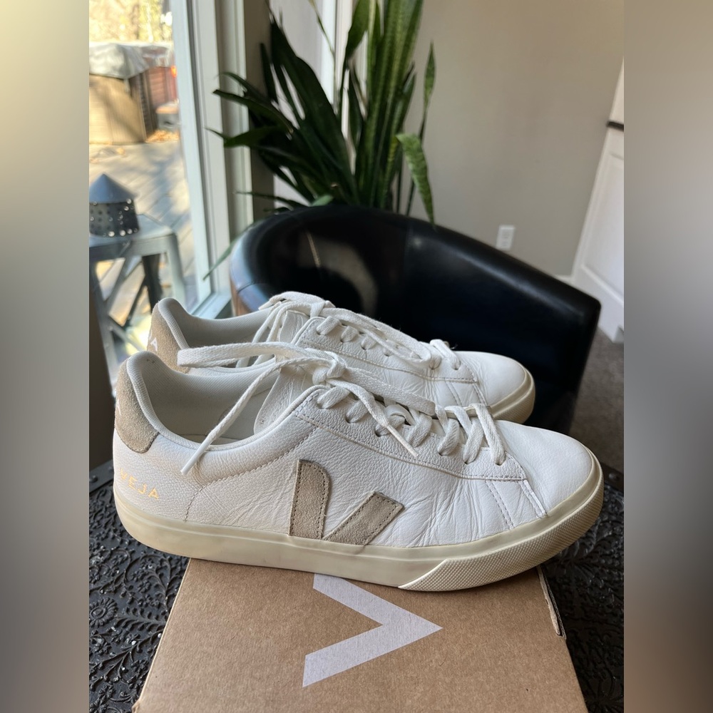 VEJA CAMPO LEATHER WHITE ALMOND SNEAKERS 42.5 11.5 9.5 - Picture 6 of 11